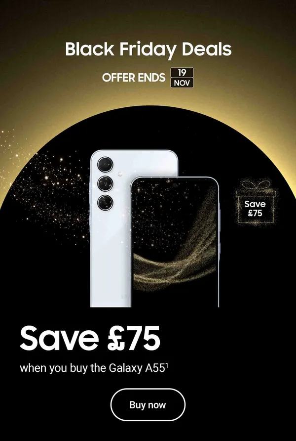 Samsung Black Friday Shop app screen design